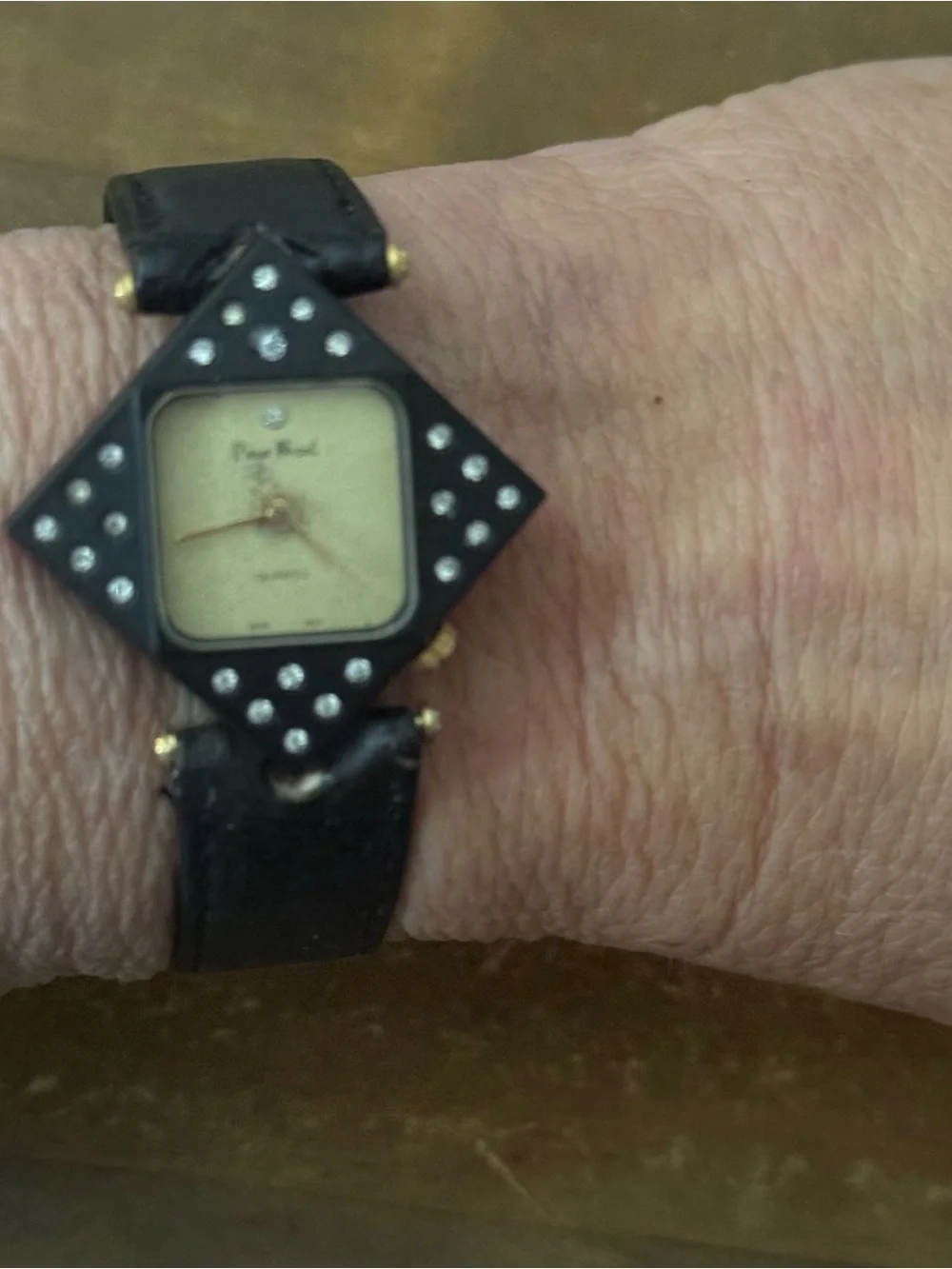 Vintage Pierre Nicol diamond shaped quartz leather watch